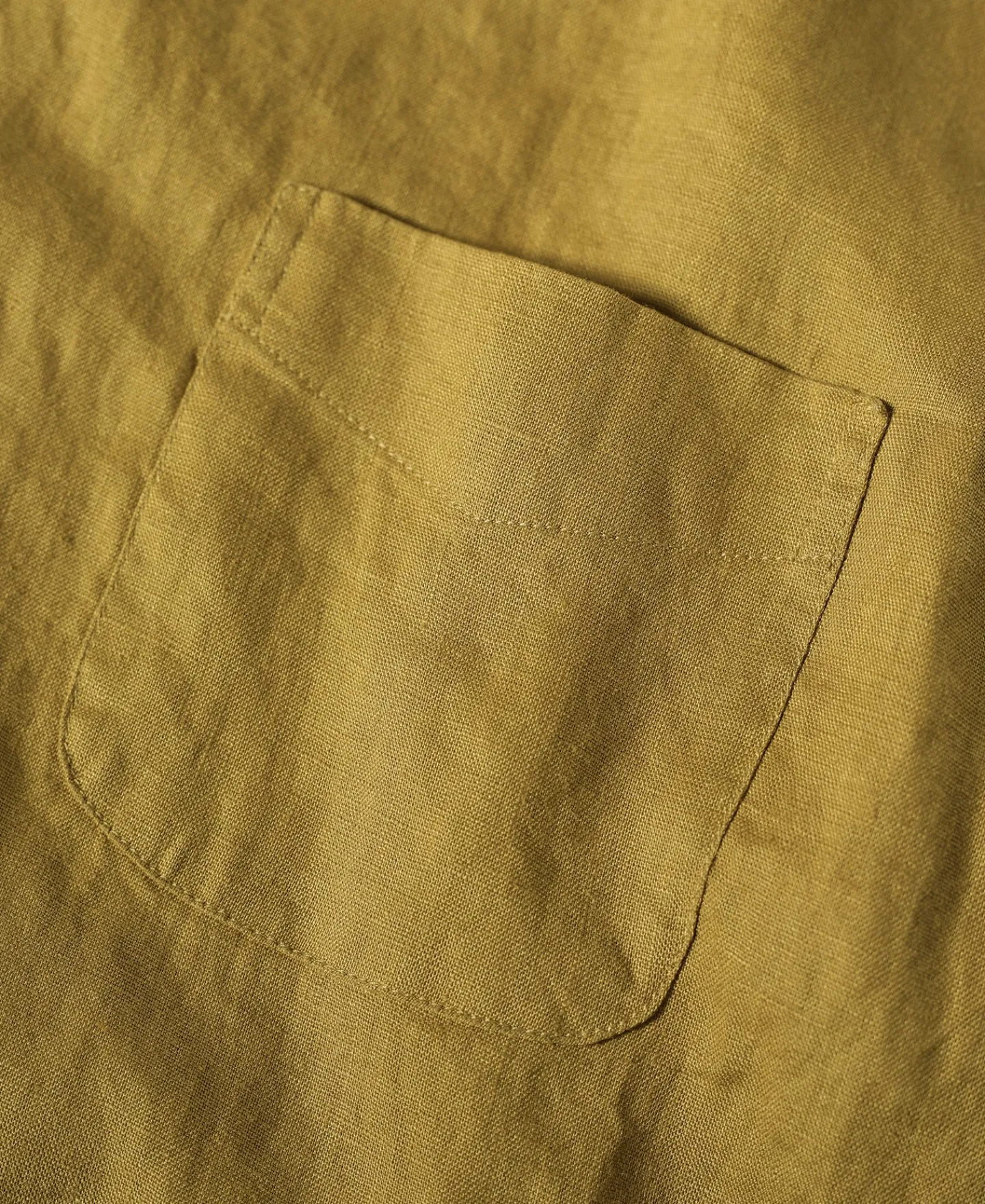 Clearance 1950s Italian Collar Long-Sleeve Linen Shirt - Mustard Long Sleeve Shirts | Shirts