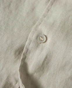 Sale 1950s Italian Collar Long-Sleeve Linen Shirt - Apricot Long Sleeve Shirts | Shirts