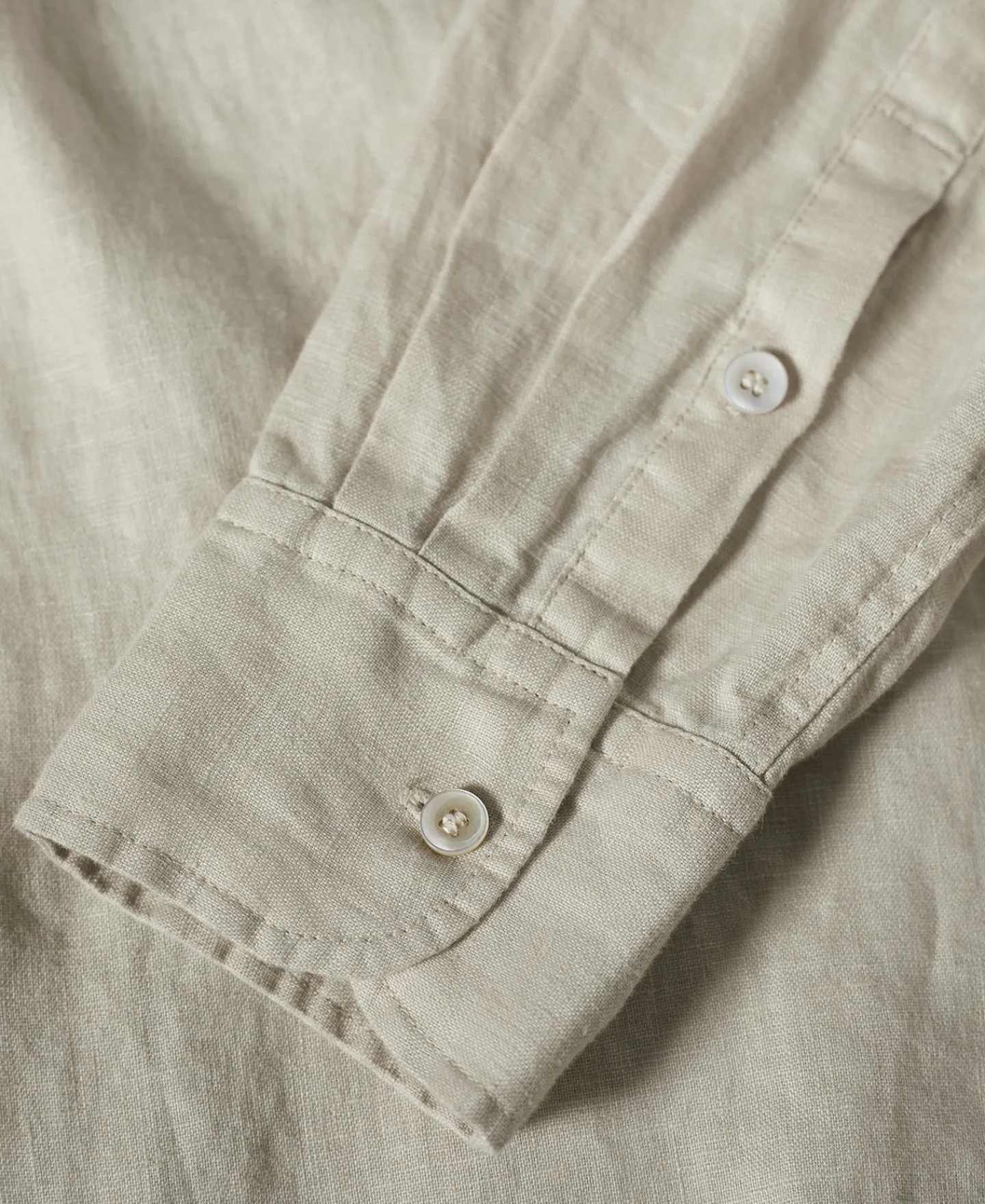 Sale 1950s Italian Collar Long-Sleeve Linen Shirt - Apricot Long Sleeve Shirts | Shirts