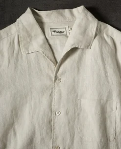 Sale 1950s Italian Collar Long-Sleeve Linen Shirt - Apricot Long Sleeve Shirts | Shirts