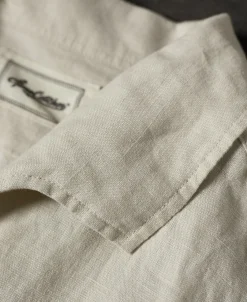 Sale 1950s Italian Collar Long-Sleeve Linen Shirt - Apricot Long Sleeve Shirts | Shirts