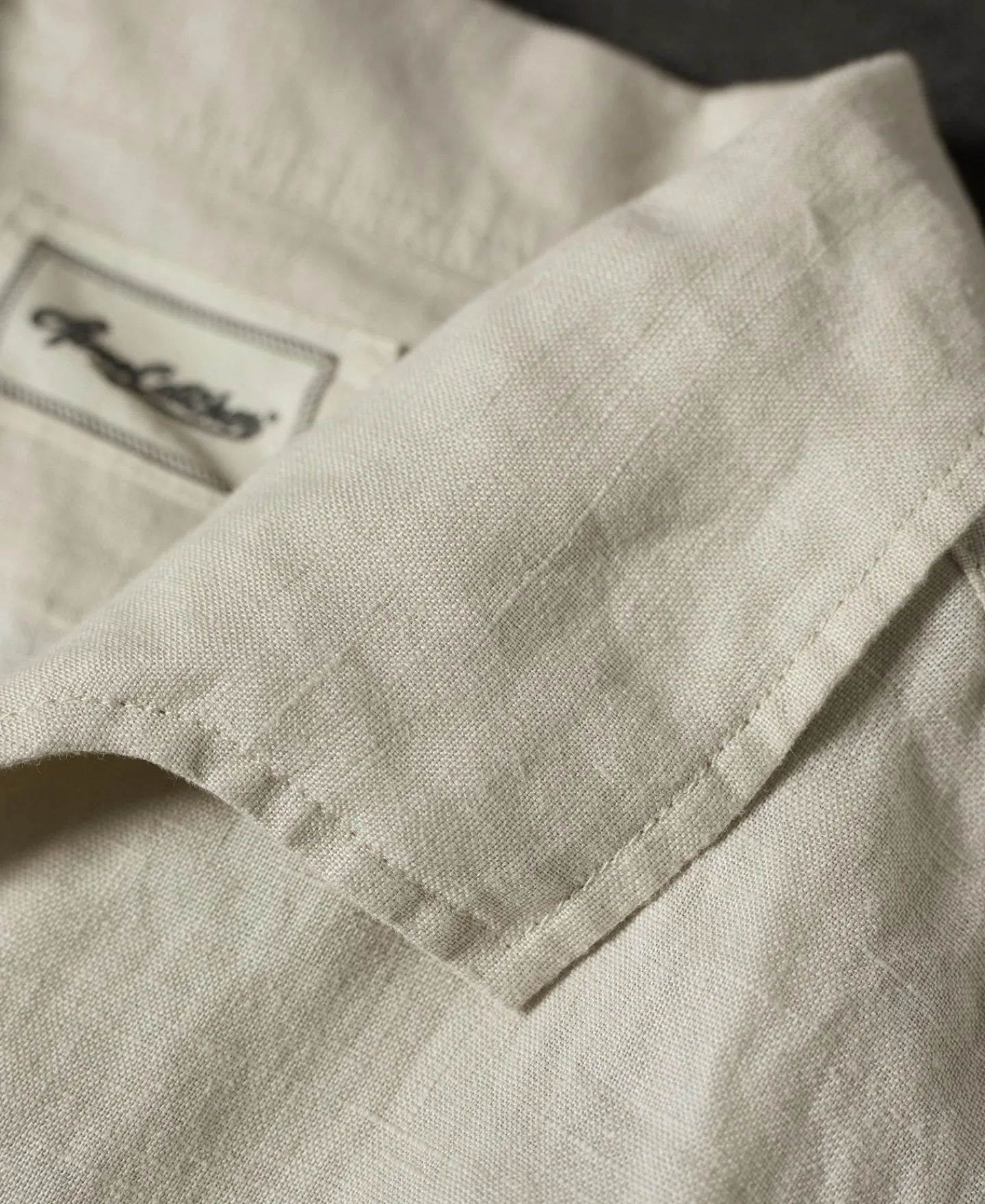 Sale 1950s Italian Collar Long-Sleeve Linen Shirt - Apricot Long Sleeve Shirts | Shirts