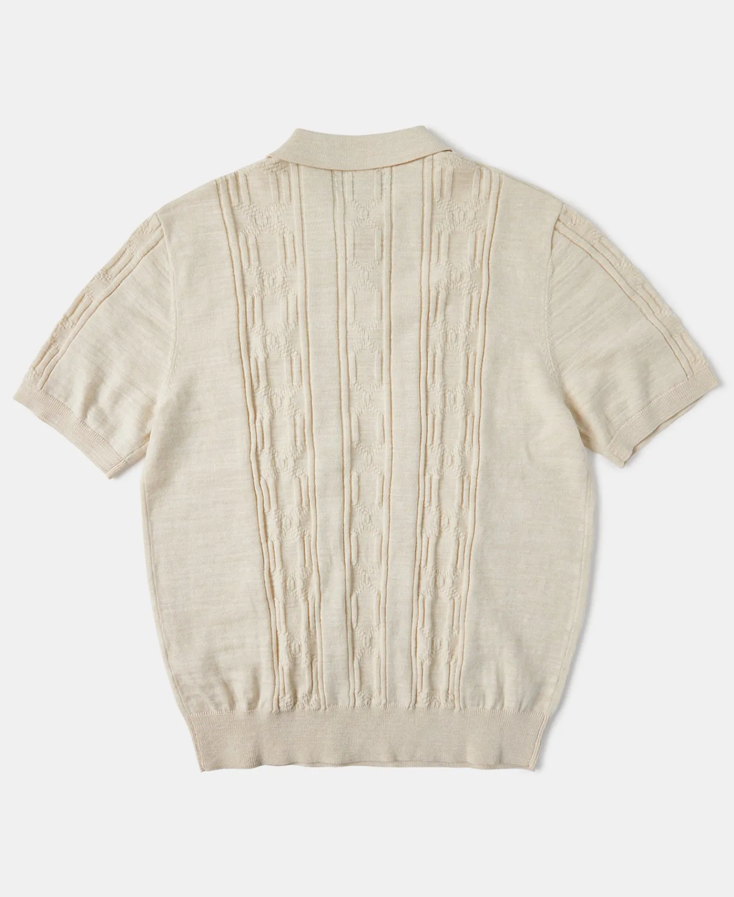 Discount 1960s Jacquard Slub Cotton Polo Shirt - Cream Polo Shirts | Short Sleeve T-Shirts