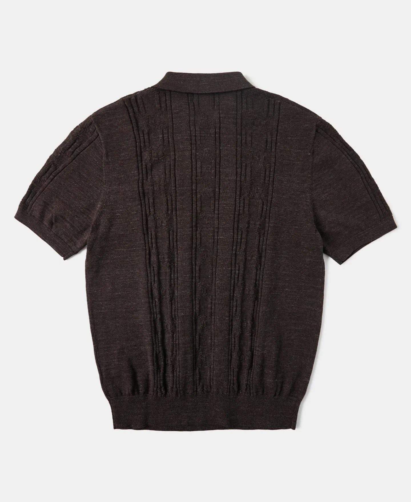 Clearance 1960s Jacquard Slub Cotton Polo Shirt - Coffee Polo Shirts | Short Sleeve T-Shirts