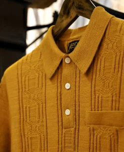 Discount 1960s Jacquard Slub Cotton Polo Shirt - Ginger Polo Shirts | Short Sleeve T-Shirts