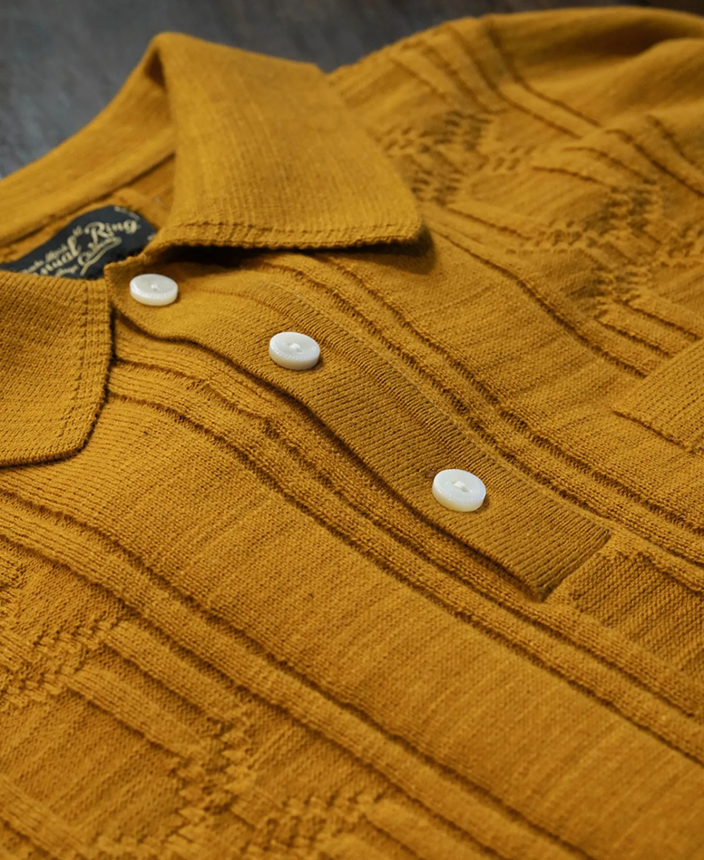 Discount 1960s Jacquard Slub Cotton Polo Shirt - Ginger Polo Shirts | Short Sleeve T-Shirts