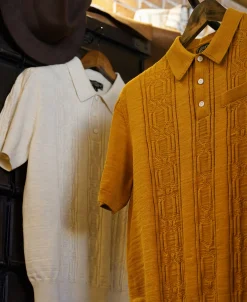 Discount 1960s Jacquard Slub Cotton Polo Shirt - Ginger Polo Shirts | Short Sleeve T-Shirts