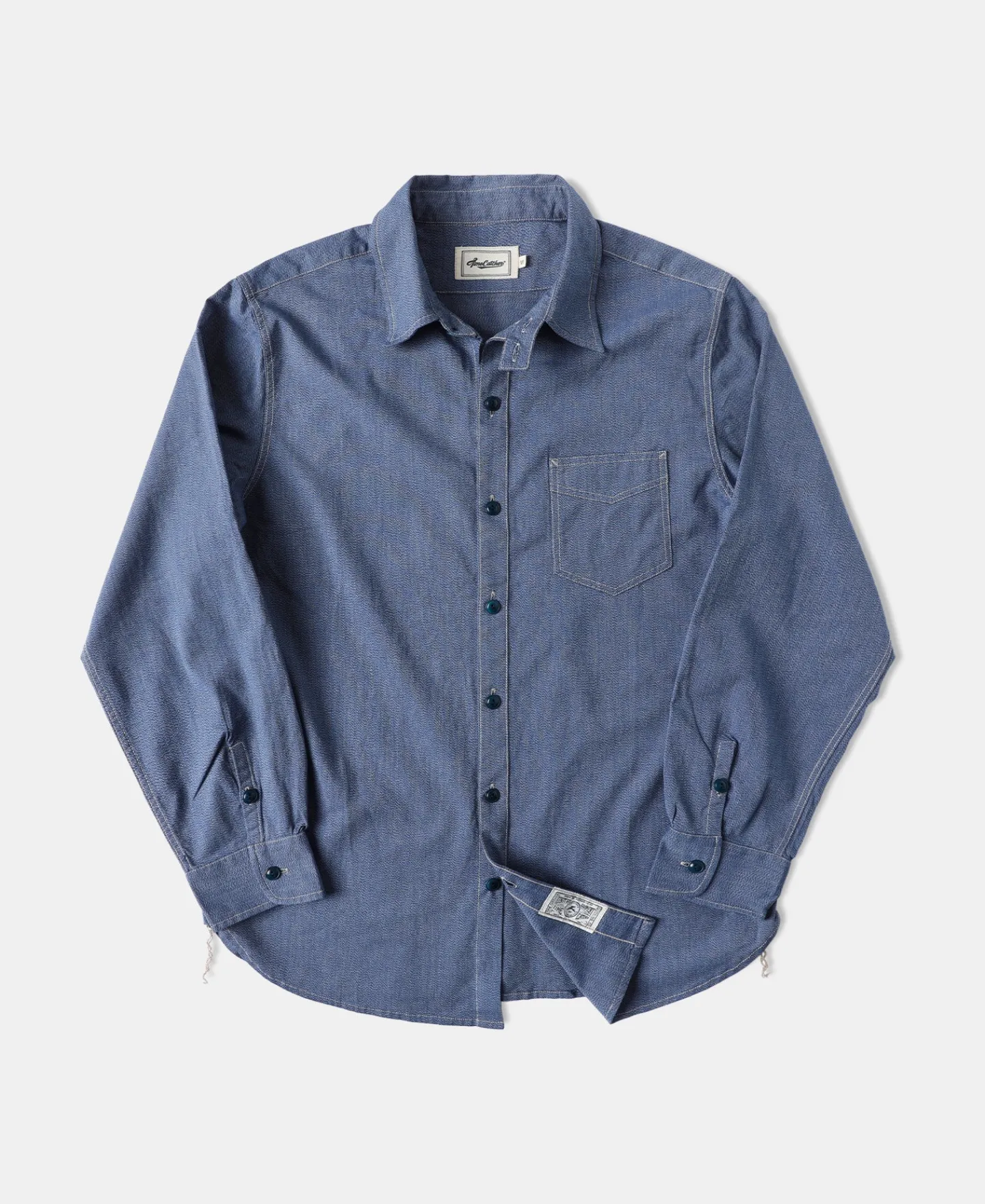 Discount 1930s Jaspé Workshirt - Grayish Blue Shirts | Long Sleeve Shirts