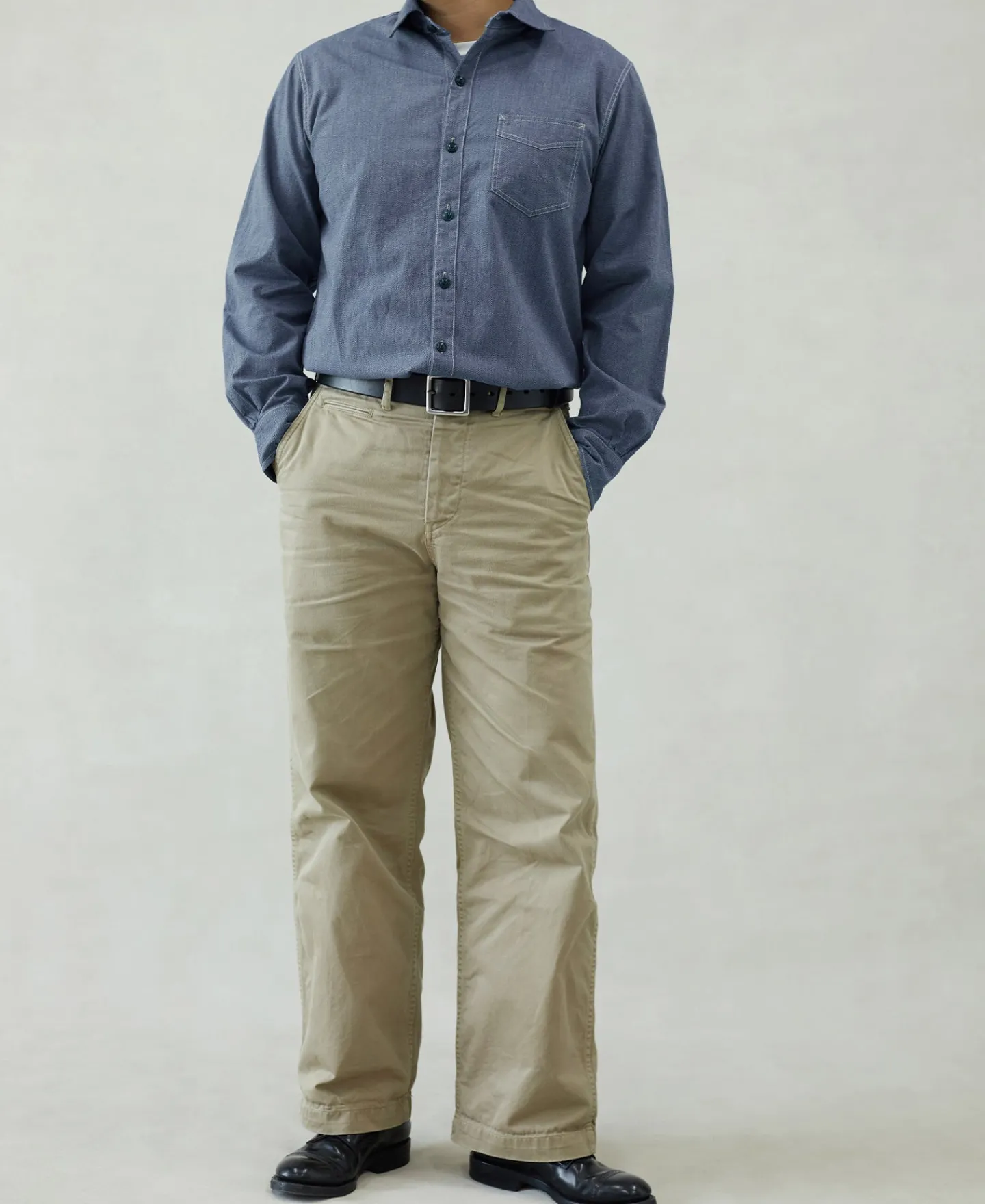 Discount 1930s Jaspé Workshirt - Grayish Blue Shirts | Long Sleeve Shirts
