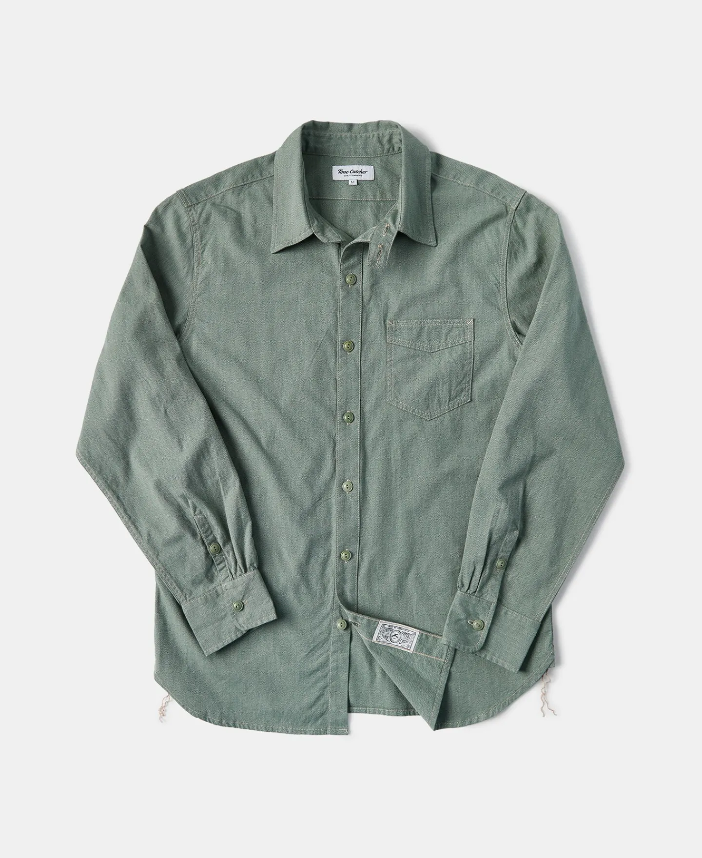 Best 1930s Jaspé Workshirt - Sage Long Sleeve Shirts | Shirts