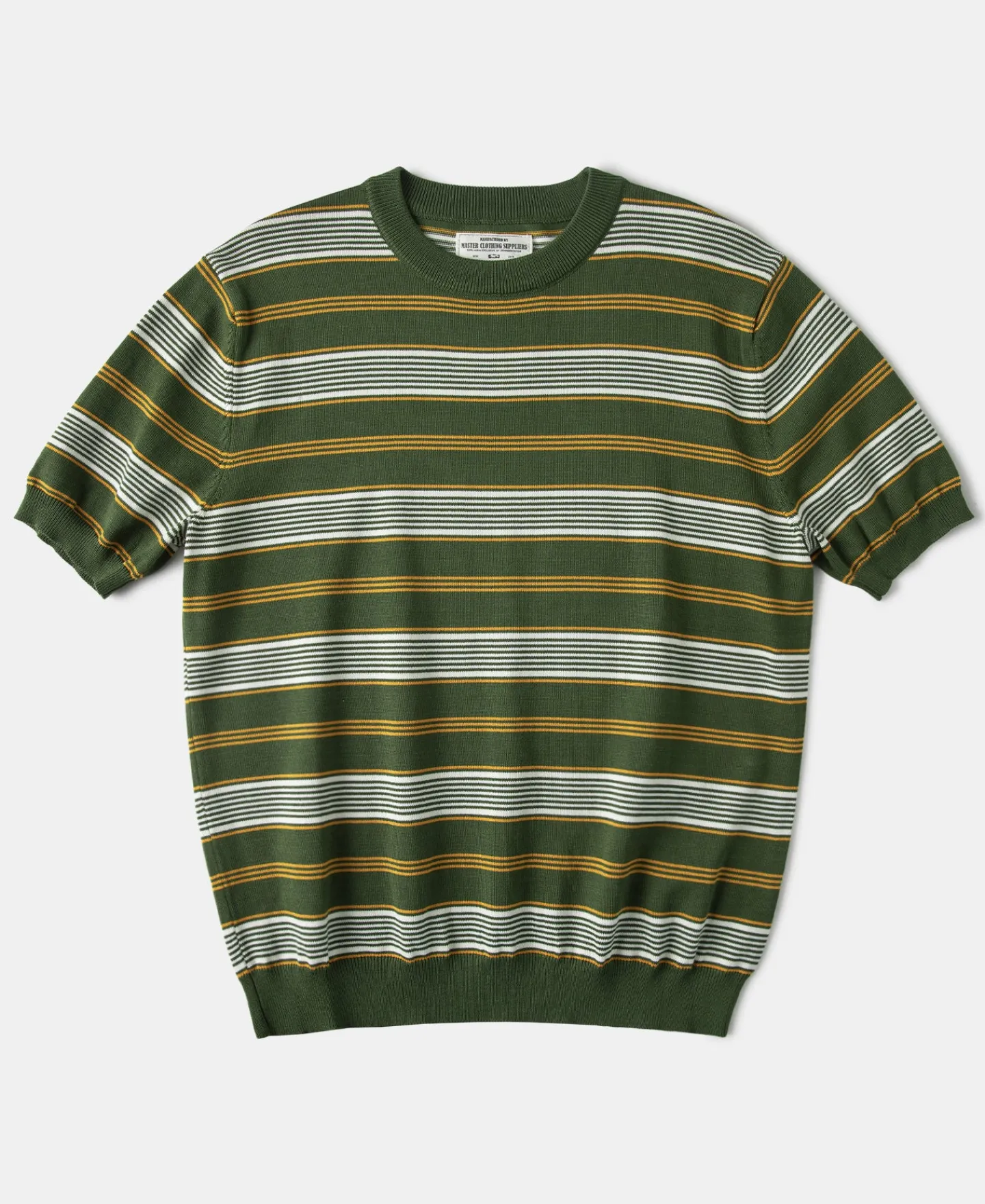 Clearance 1950s Lyocell Stripe Knit T-Shirt - Green Knitwear&sweaters | Short Sleeve T-Shirts
