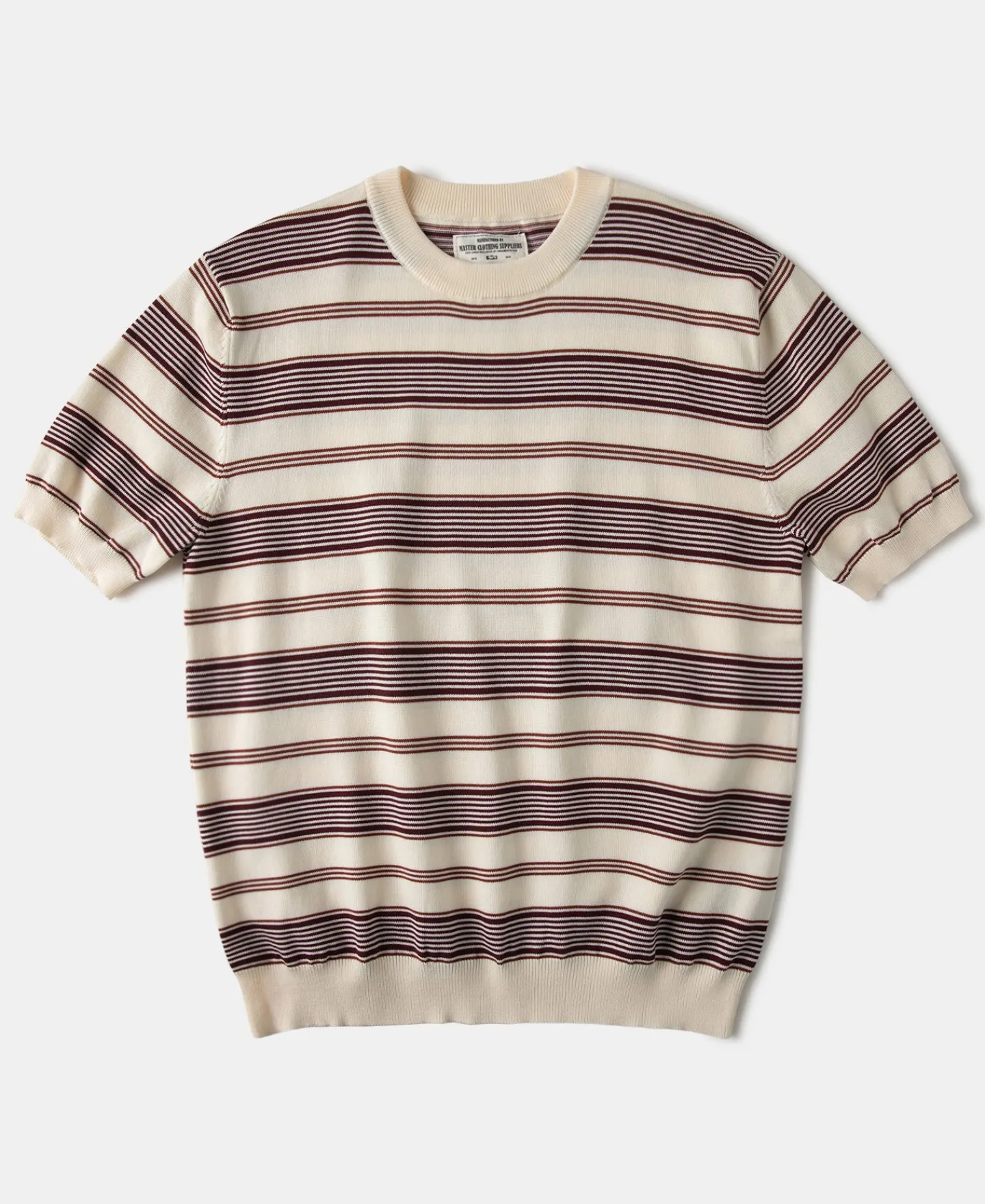 Hot 1950s Lyocell Stripe Knit T-Shirt - Apricot Knitwear&sweaters | Short Sleeve T-Shirts