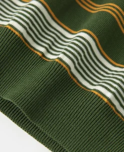 Clearance 1950s Lyocell Stripe Knit T-Shirt - Green Knitwear&sweaters | Short Sleeve T-Shirts