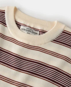 Hot 1950s Lyocell Stripe Knit T-Shirt - Apricot Knitwear&sweaters | Short Sleeve T-Shirts