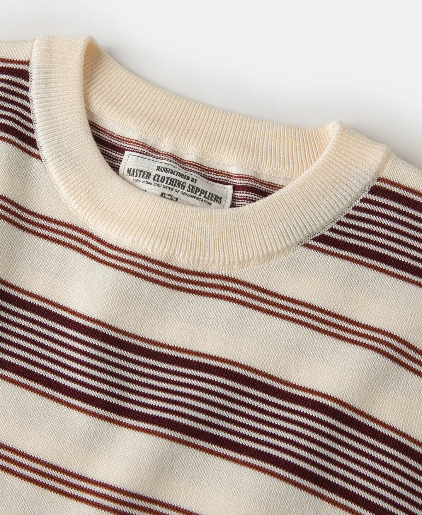 Hot 1950s Lyocell Stripe Knit T-Shirt - Apricot Knitwear&sweaters | Short Sleeve T-Shirts