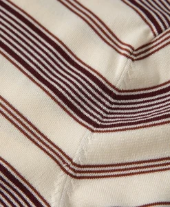 Hot 1950s Lyocell Stripe Knit T-Shirt - Apricot Knitwear&sweaters | Short Sleeve T-Shirts