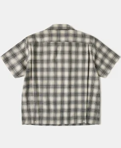 Online 1950s Plaid Seersucker Short Sleeve Shirt - Black Short Sleeve Shirts | Shirts