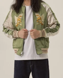 Sale 1950s Reversible Acetate Souvenir Jacket - Falcon × Tiger Jackets&coats