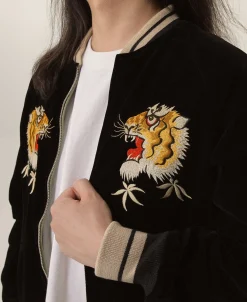 Sale 1950s Reversible Acetate Souvenir Jacket - Falcon × Tiger Jackets&coats