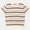 Sale 1950s Ribbed Striped Knit T-Shirt - White Knitwear&sweaters | Short Sleeve T-Shirts