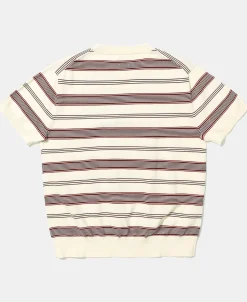 Sale 1950s Ribbed Striped Knit T-Shirt - White Knitwear&sweaters | Short Sleeve T-Shirts