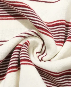 Sale 1950s Ribbed Striped Knit T-Shirt - White Knitwear&sweaters | Short Sleeve T-Shirts
