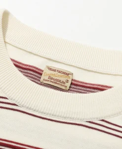Sale 1950s Ribbed Striped Knit T-Shirt - White Knitwear&sweaters | Short Sleeve T-Shirts