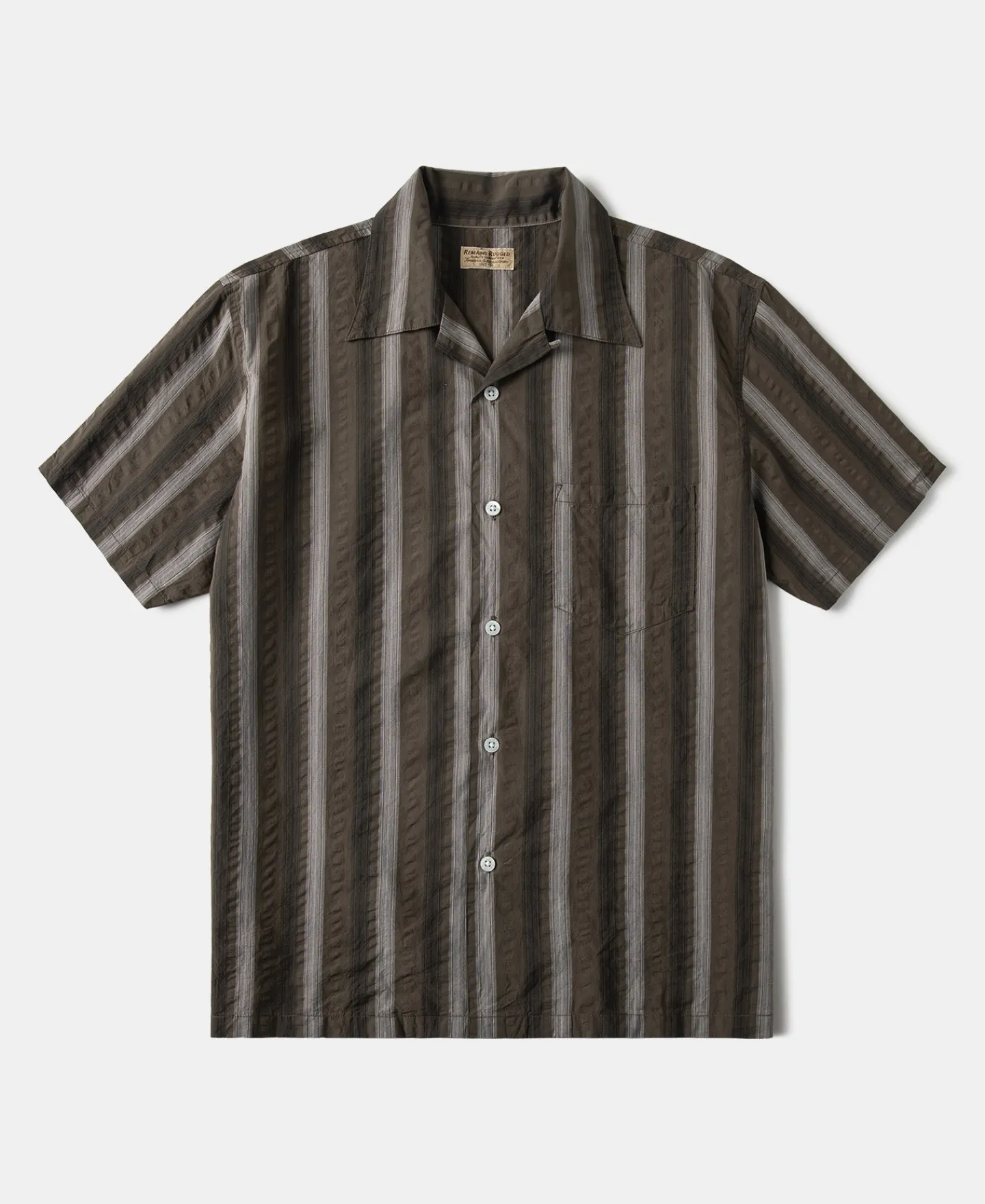 Online 1940s Seersucker Stripe Shirt - Brown Short Sleeve Shirts | Shirts
