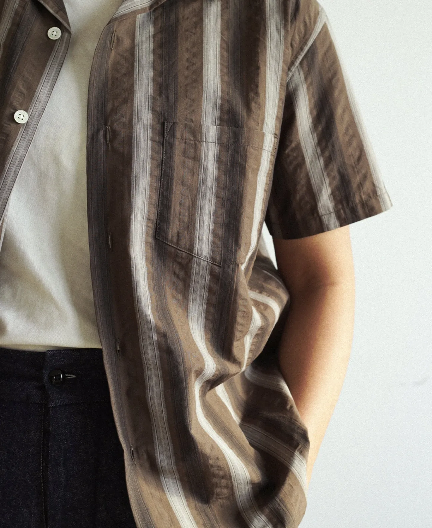 Online 1940s Seersucker Stripe Shirt - Brown Short Sleeve Shirts | Shirts