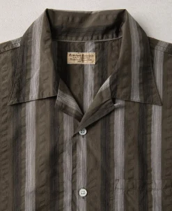 Online 1940s Seersucker Stripe Shirt - Brown Short Sleeve Shirts | Shirts