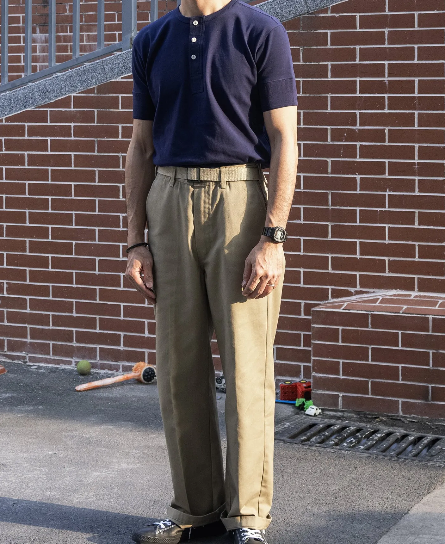 Outlet 1970s Straight-Leg Work Pants - Khaki Pants&trousers