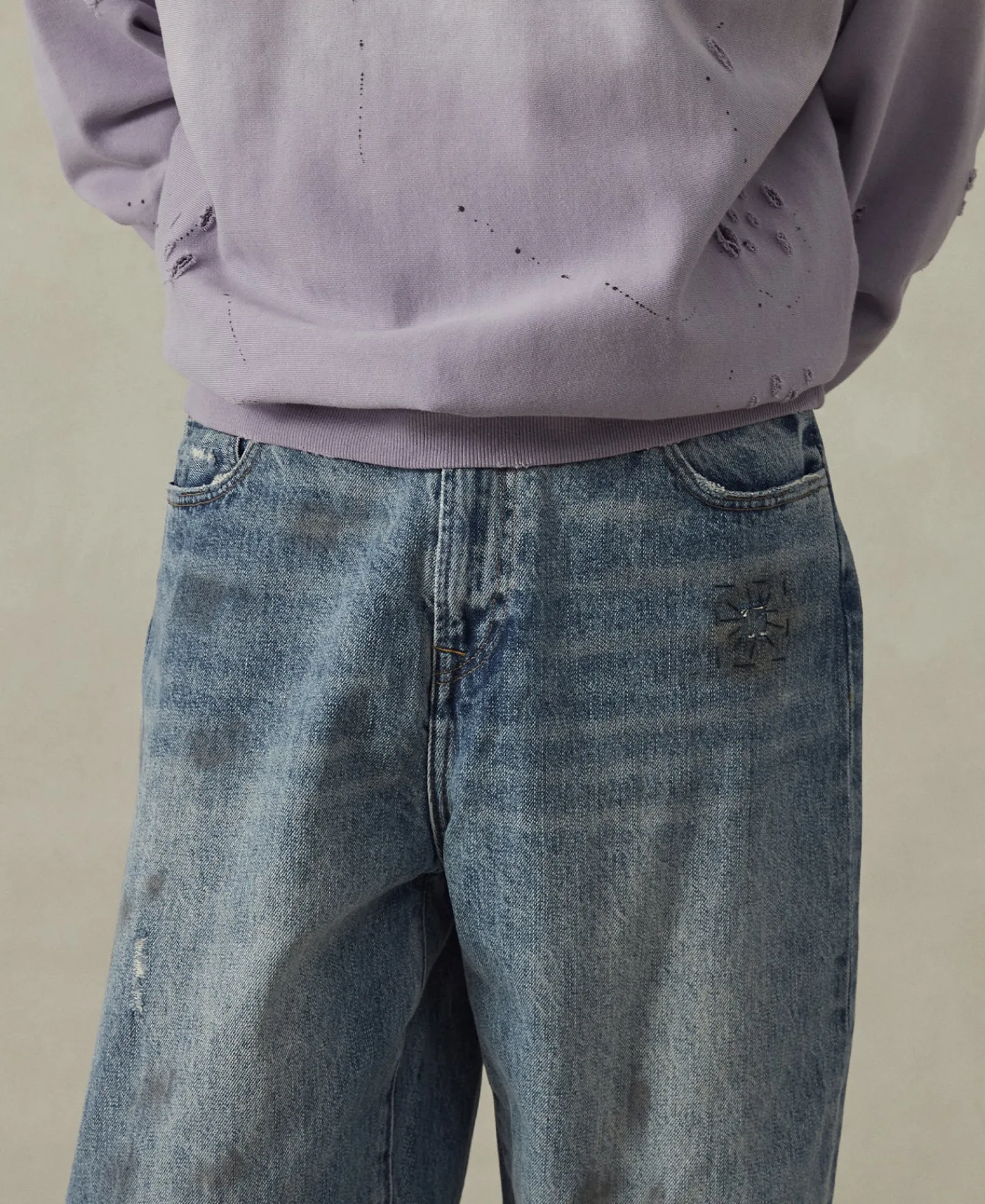 Clearance 1960s Washed Denim Trousers - Repaired Edition Jeans | Denim