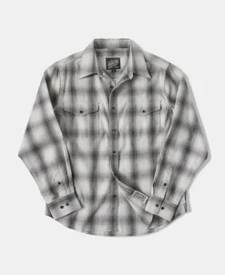 Best 1950s Western Shadow Plaid Workshirt - Gray Long Sleeve Shirts | Shirts
