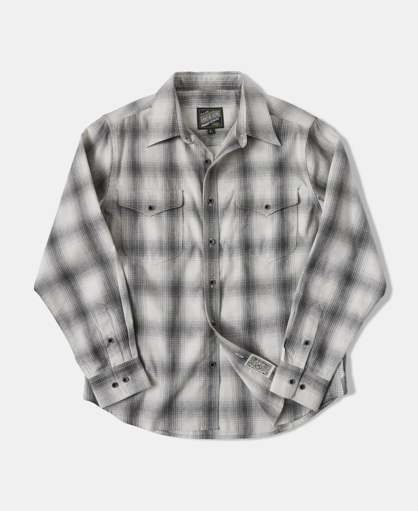 Best 1950s Western Shadow Plaid Workshirt - Gray Long Sleeve Shirts | Shirts