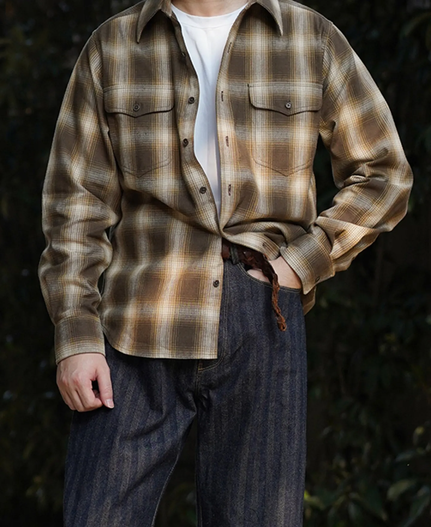 Hot 1950s Western Shadow Plaid Workshirt - Yellow Long Sleeve Shirts | Shirts