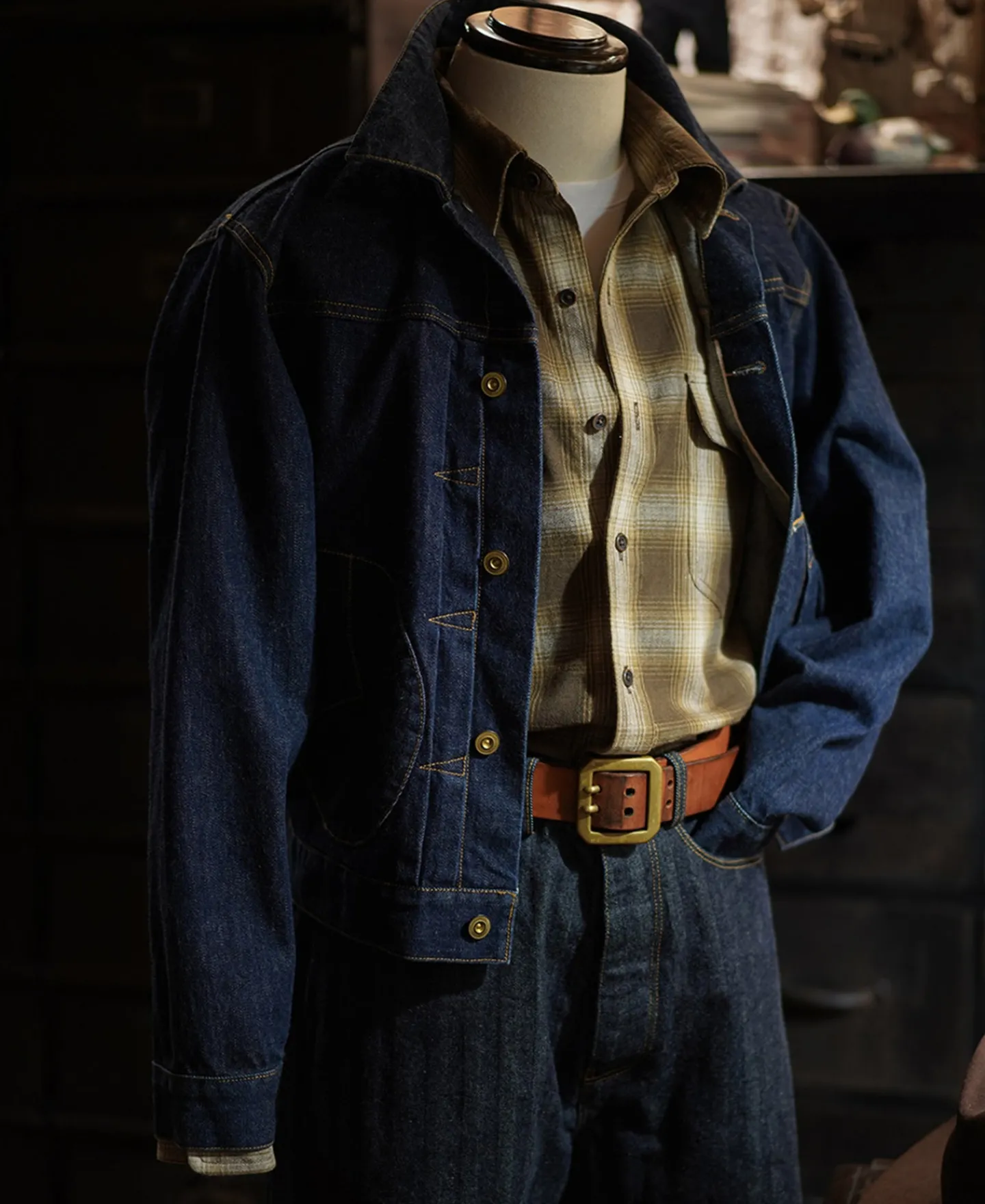 Hot 1950s Western Shadow Plaid Workshirt - Yellow Long Sleeve Shirts | Shirts