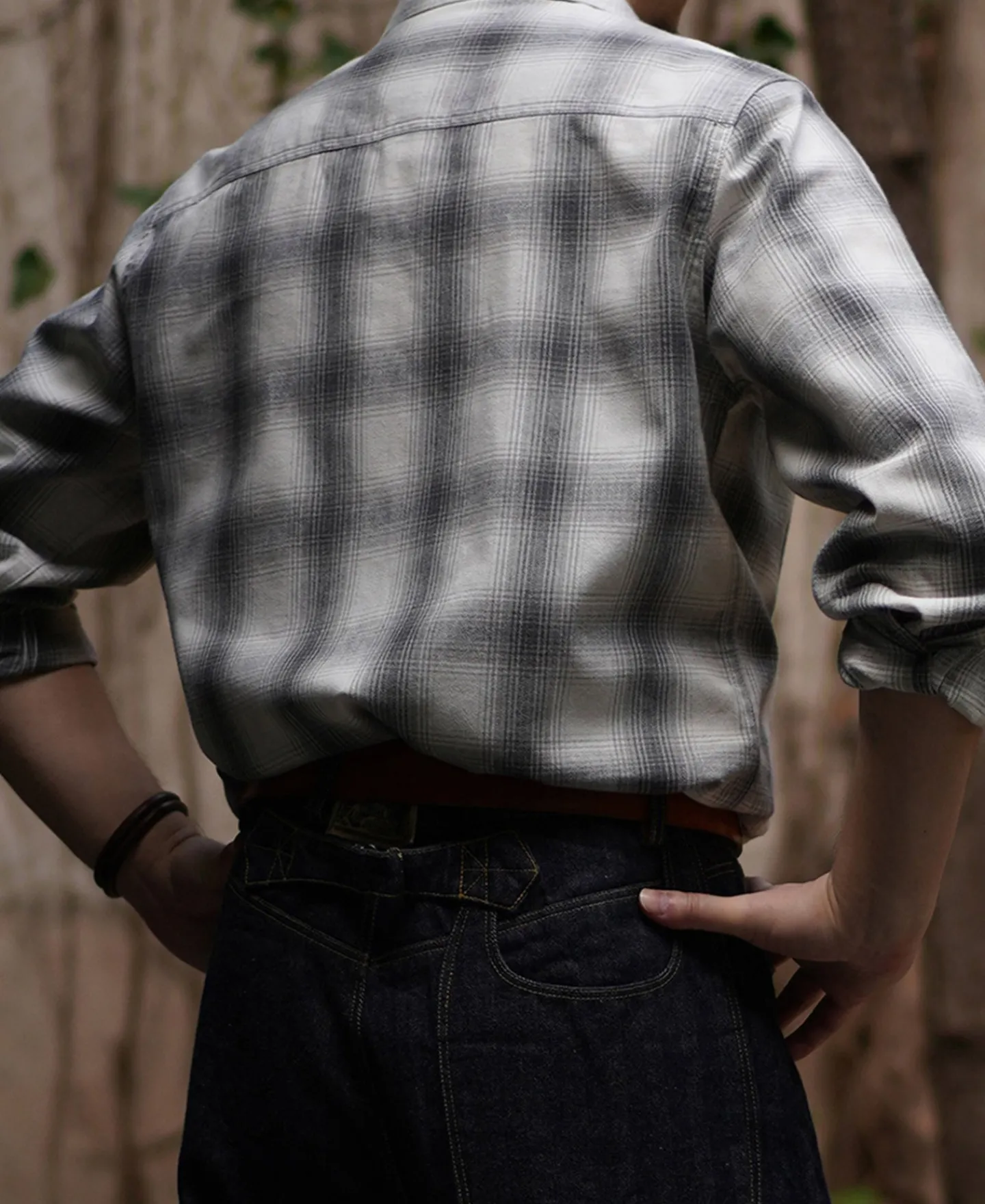 Best 1950s Western Shadow Plaid Workshirt - Gray Long Sleeve Shirts | Shirts