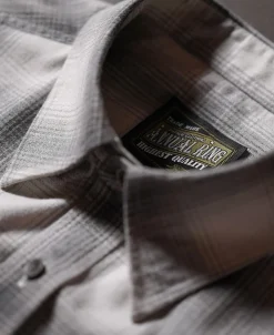 Best 1950s Western Shadow Plaid Workshirt - Gray Long Sleeve Shirts | Shirts