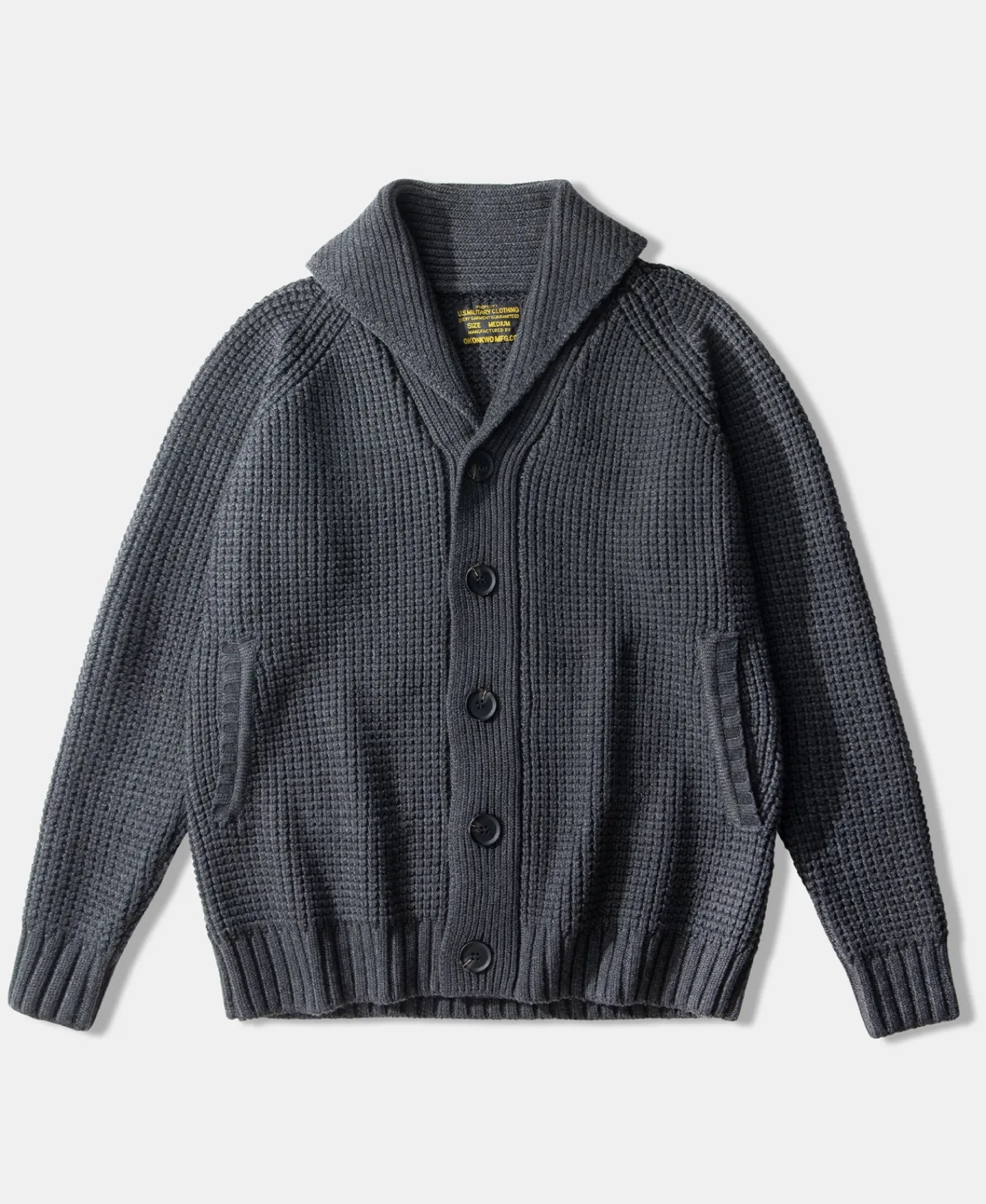 Fashion Shawl Collar Raglan Sleeve Wool Cardigan - Dark Gray Knitwear&sweaters