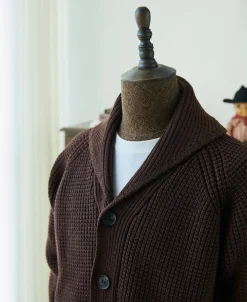 Online Shawl Collar Raglan Sleeve Wool Cardigan - Dark Brown Knitwear&sweaters