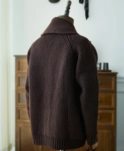 Online Shawl Collar Raglan Sleeve Wool Cardigan - Dark Brown Knitwear&sweaters