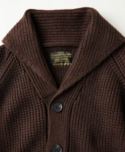 Online Shawl Collar Raglan Sleeve Wool Cardigan - Dark Brown Knitwear&sweaters