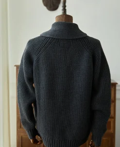 Fashion Shawl Collar Raglan Sleeve Wool Cardigan - Dark Gray Knitwear&sweaters