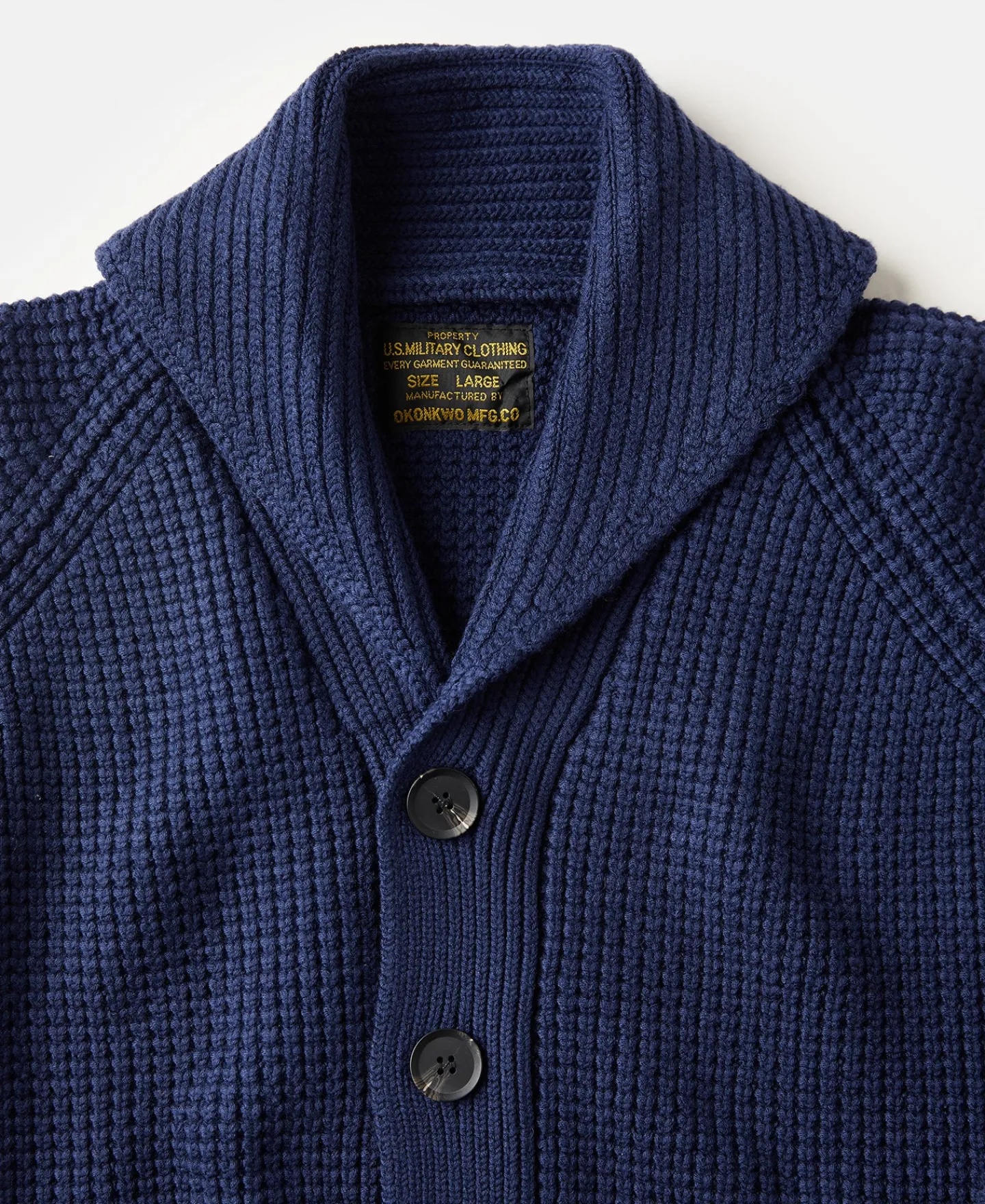 Fashion Shawl Collar Raglan Sleeve Wool Cardigan - Navy Blue Knitwear&sweaters