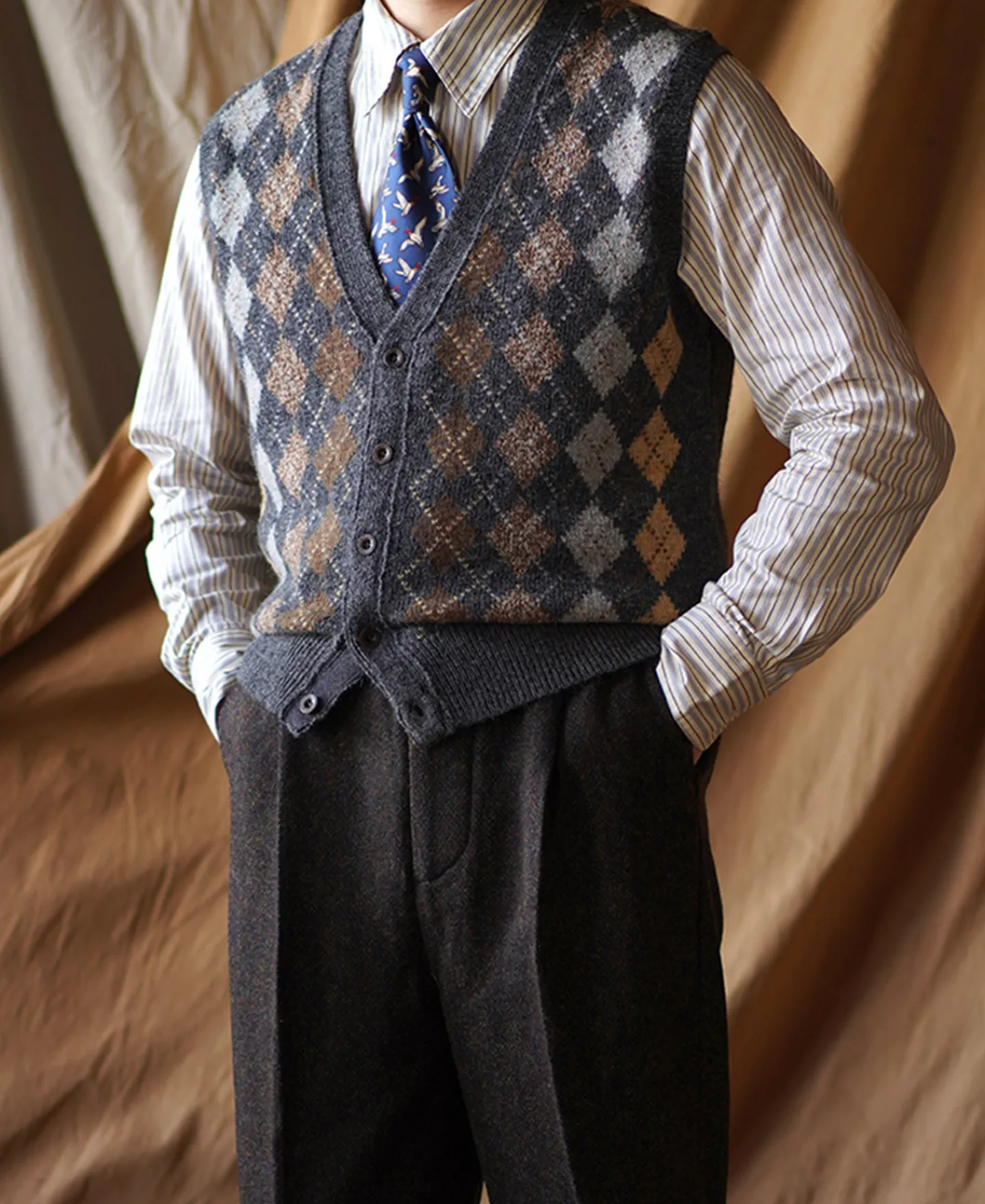 Best Shetland Wool Argyle Sweater Vest Waistcoats | Knitwear&sweaters
