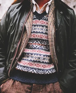 Hot Shetland Wool Fair Isle Sweater Vest - Navy Waistcoats | Knitwear&sweaters