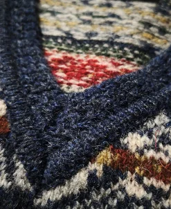 Hot Shetland Wool Fair Isle Sweater Vest - Navy Waistcoats | Knitwear&sweaters