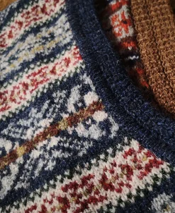 Hot Shetland Wool Fair Isle Sweater Vest - Navy Waistcoats | Knitwear&sweaters