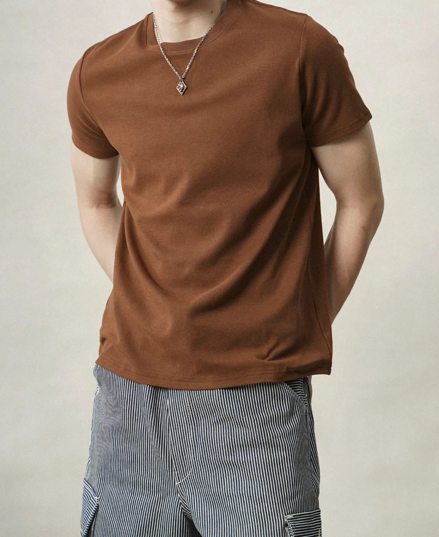 Hot Slim Fit Crew Neck T-Shirt - Rust Red Short Sleeve T-Shirts | T-shirts