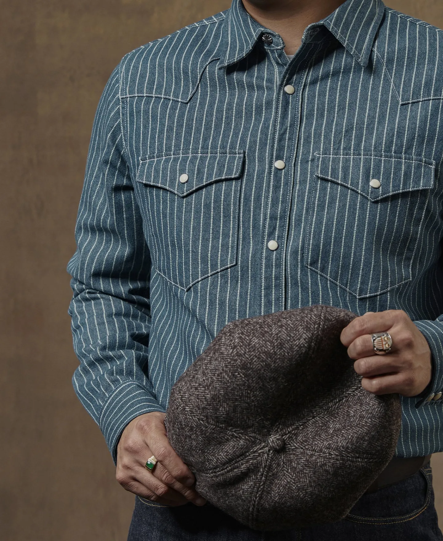 Sale Slim Fit Wabash Striped Indigo Western Shirt Long Sleeve Shirts | Shirts